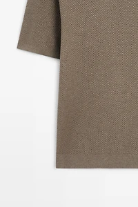 Polo en maille col V coton mélangé