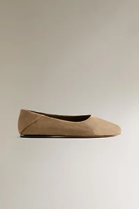 SPLIT LEATHER BALLET FLATS