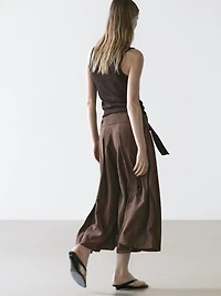 Pleated midi skort