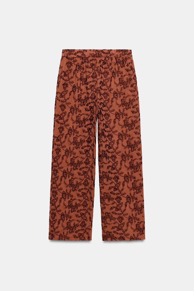 EMBROIDERED STRAIGHT-LEG PANTS