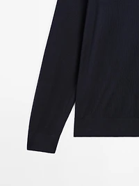Cotton blend knit polo sweater
