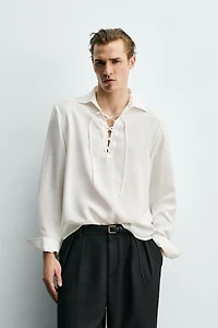 FLOWY DRAWSTRING POLO SHIRT
