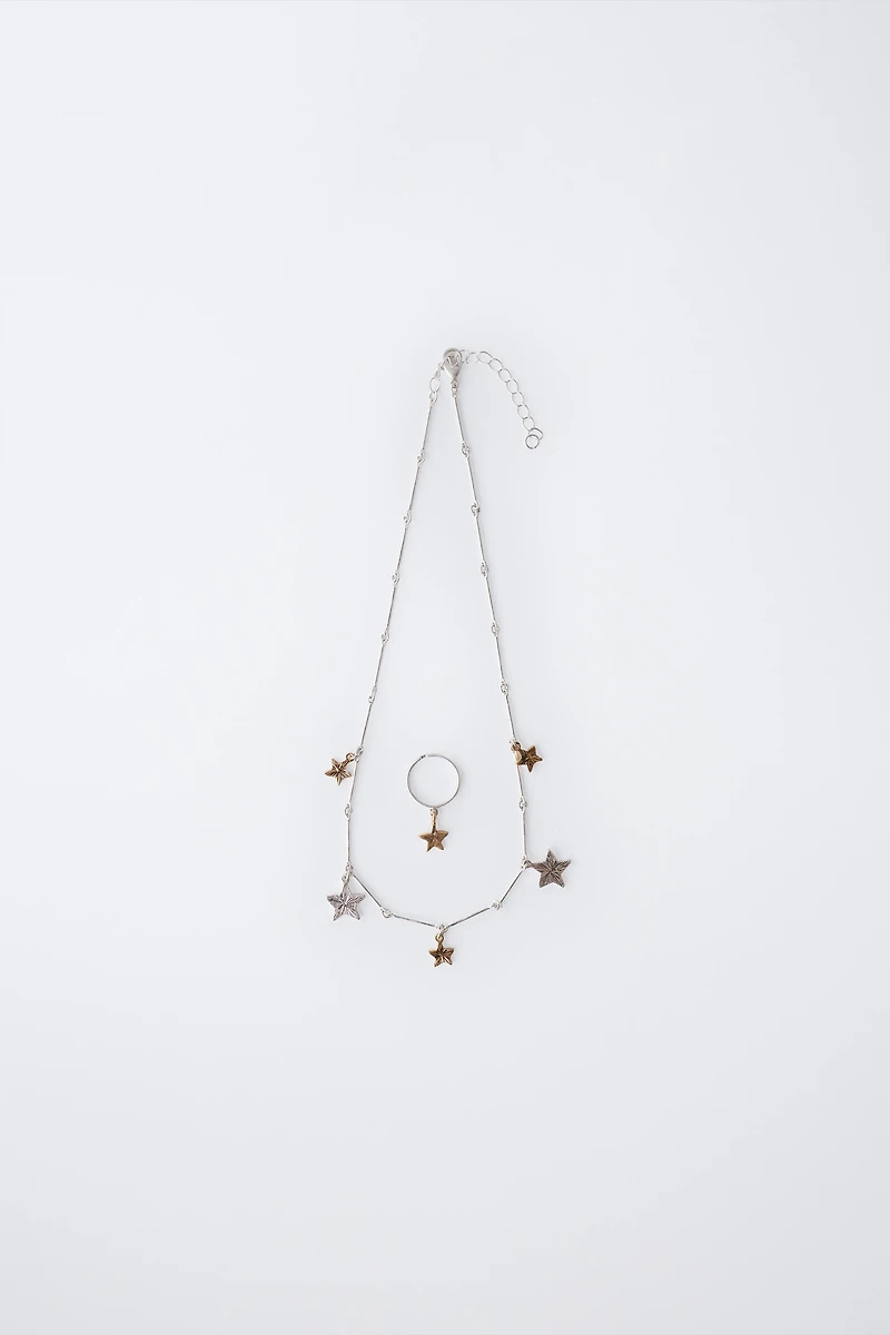 LOT COLLIER ÉTOILES ET BAGUE