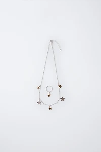 LOT COLLIER ÉTOILES ET BAGUE