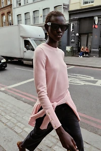 KNIT SWEATER WITH FLORAL BUTTONS