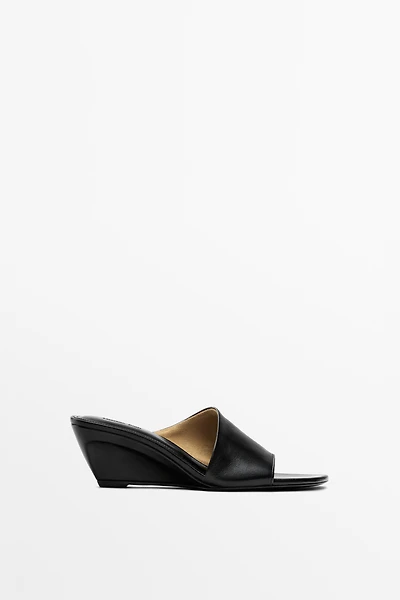 Soft leather wedge heel sandals