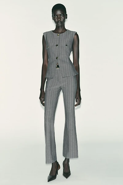 HERRINGBONE FLARE LEGGINGS WITH BELT