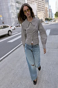 PLAID PETER PAN COLLAR SHIRT