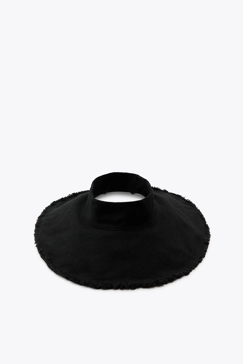 LINEN-BLEND FRAYED VISOR