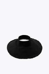 LINEN-BLEND FRAYED VISOR