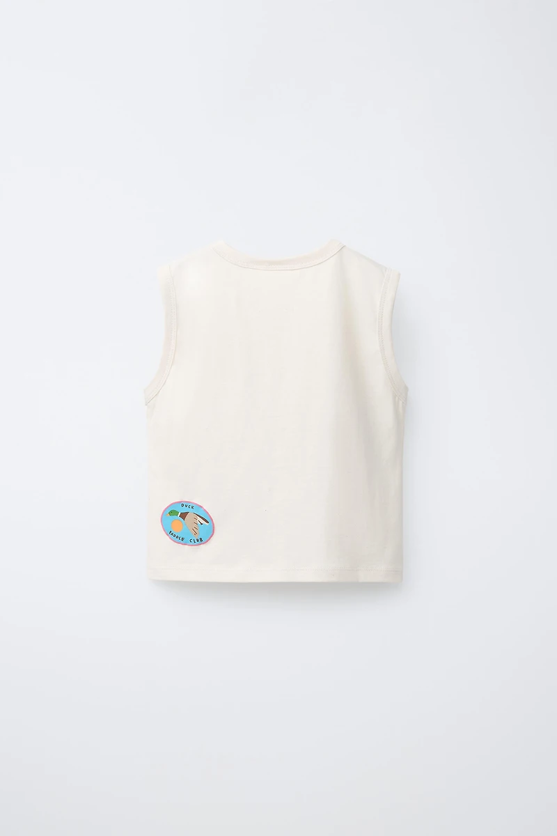 SLEEVELESS T-SHIRT WITH DUCK PATCHES