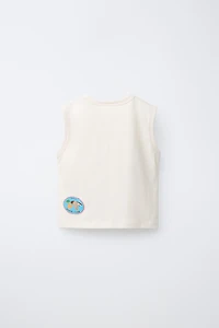 SLEEVELESS T-SHIRT WITH DUCK PATCHES