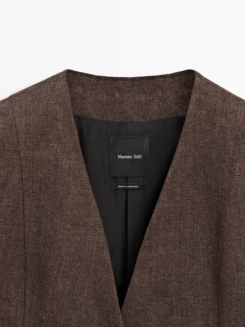 Veste sans revers 100% lin