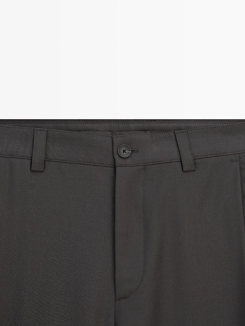 Pantalon relaxed fit en laine mélangée