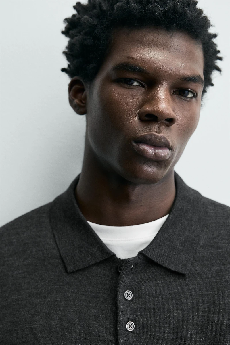 WOOL KNIT POLO SHIRT