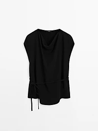 Crepe top with cowl neckline