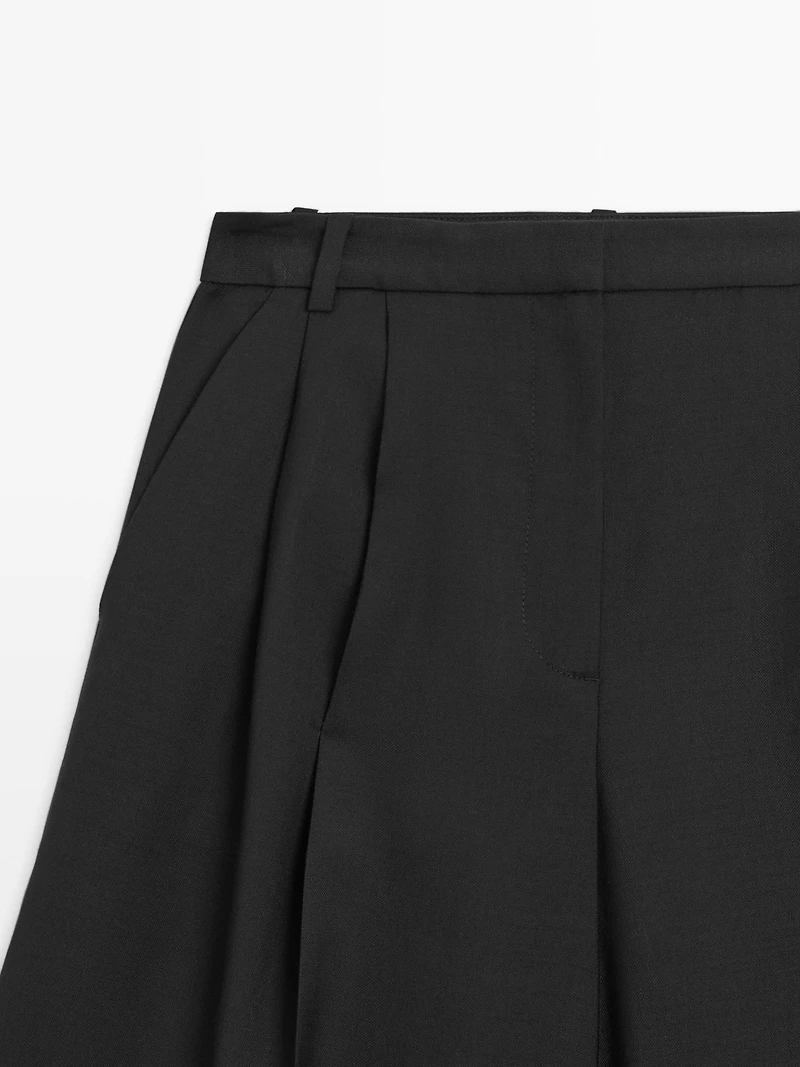 Bermuda long 100 % laine