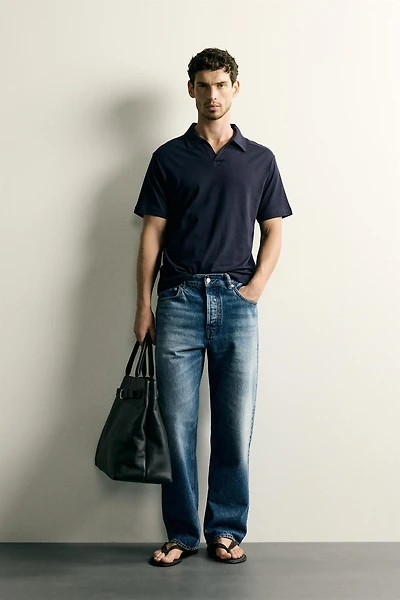 REGULAR FIT STRIPED FLOWY POLO