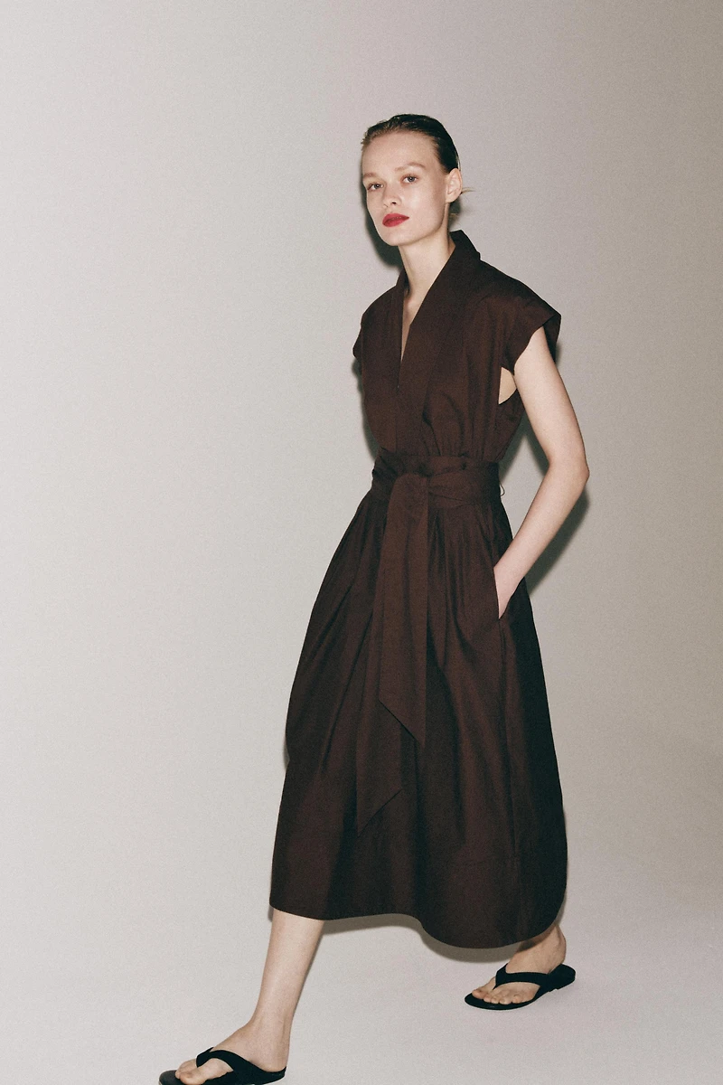 ZW COLLECTION PLEATED POPLIN DRESS