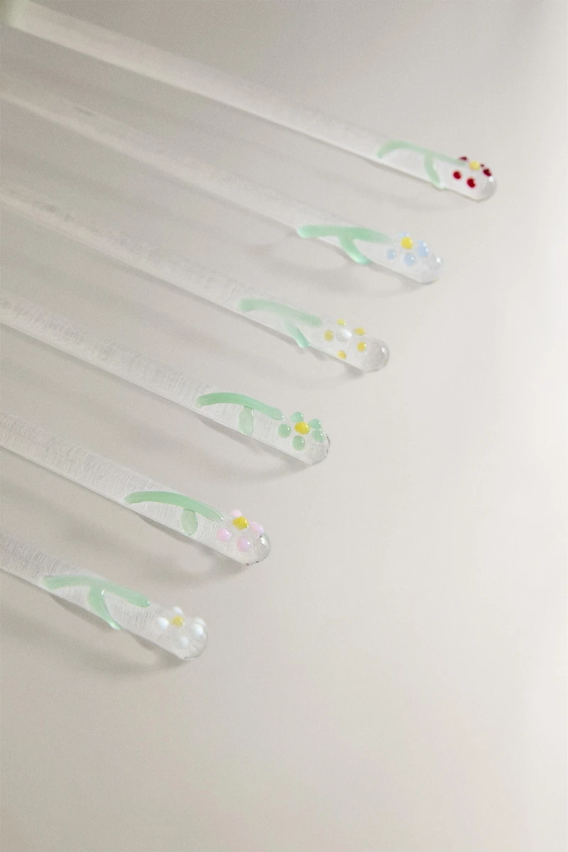 SET OF FLORAL BOROSILICATE GLASS DESSERT SPOONS (SET OF 6)
