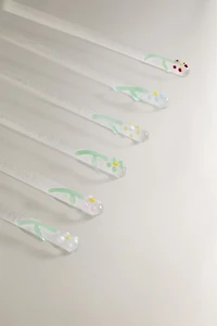 SET OF FLORAL BOROSILICATE GLASS DESSERT SPOONS (SET OF 6)