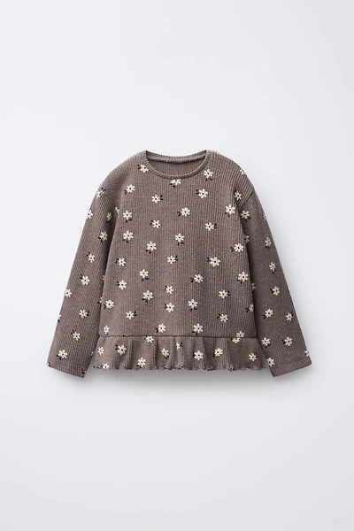 SOFT PRINTED RUFFLE T-SHIRT