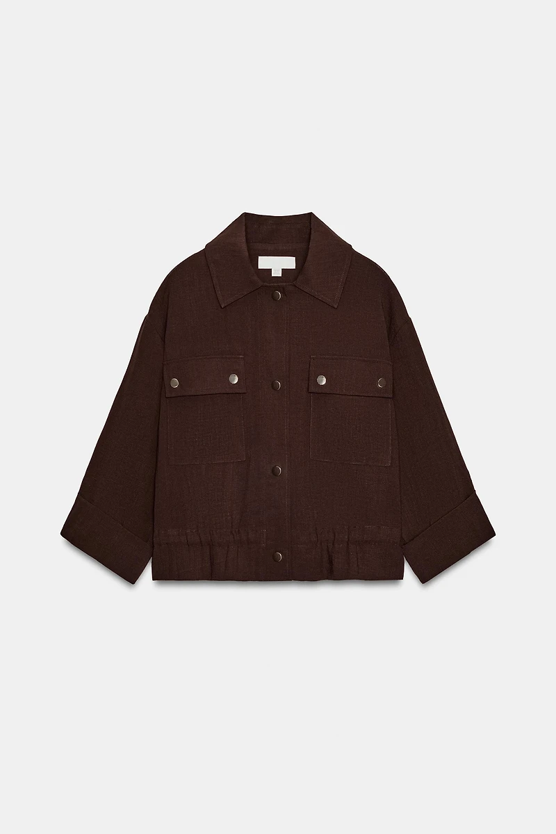 CROPPED ROLLED-SLEEVE JACKET