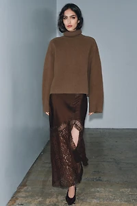 SATIN EFFECT LACE SKIRT ZW COLLECTION