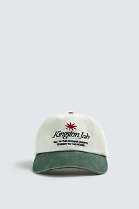 WASHED CONTRAST EMBROIDERED TEXT CAP