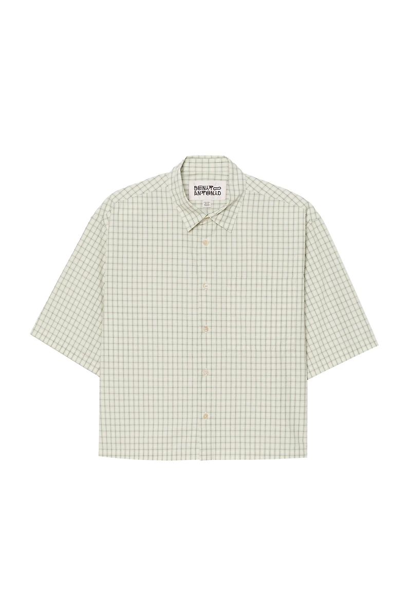 CHEMISE COUPE CARRÉE À CARREAUX BRODÉ