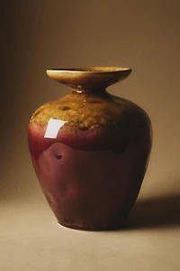 WIDE COLORED CERAMIC VASE