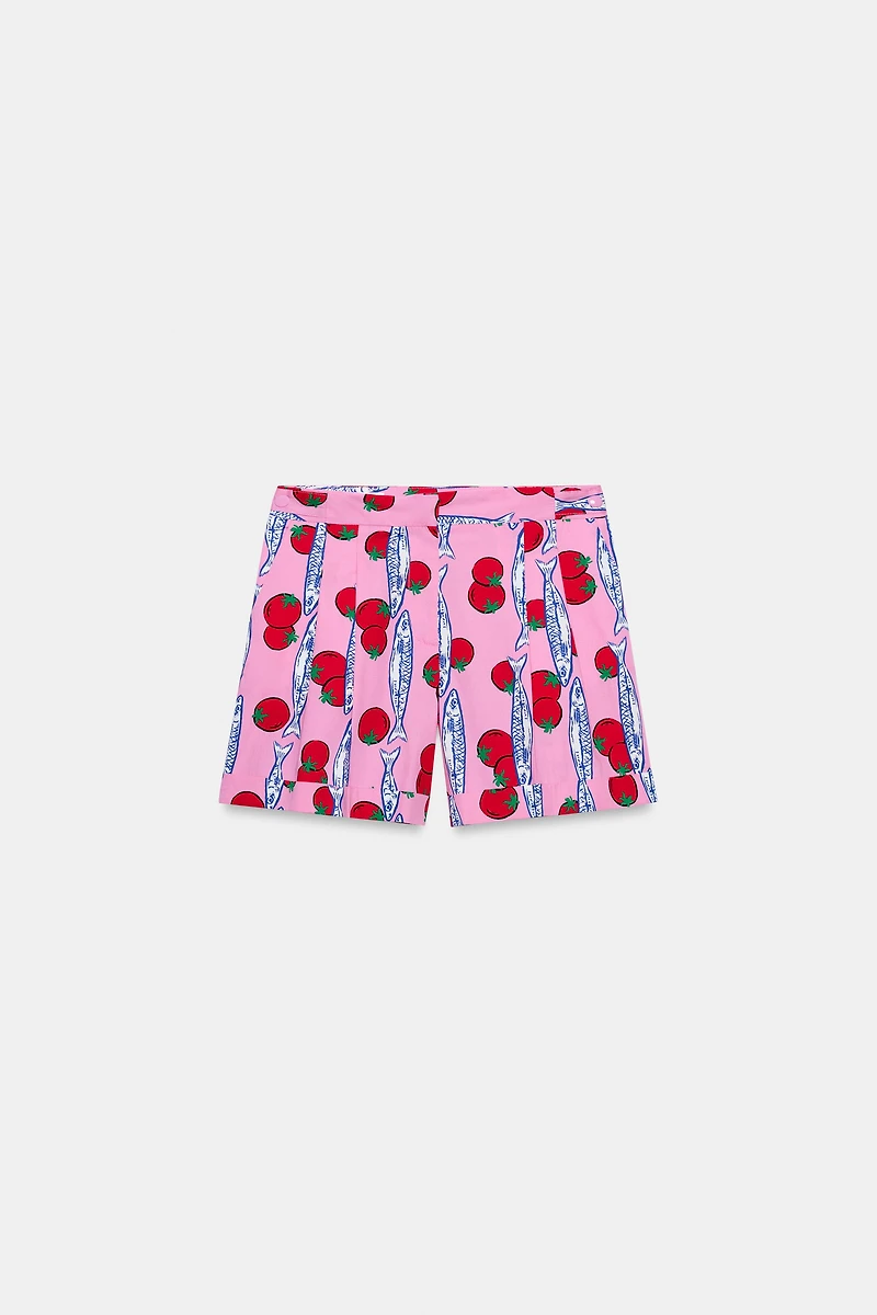 PRINTED PLEATED SHORTS