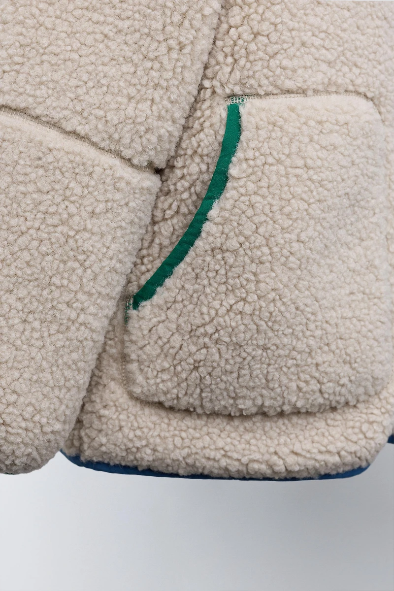 CONTRAST PIPING FLEECE HOODIE JACKET