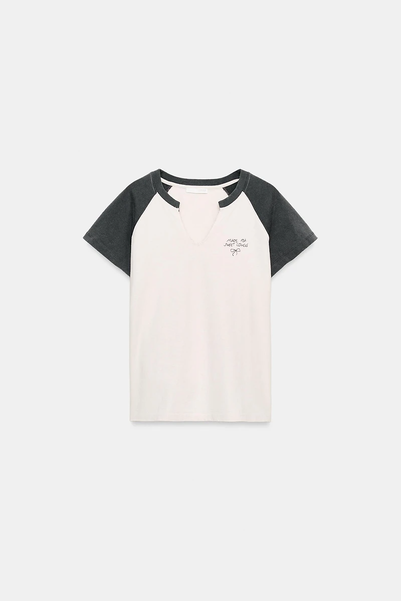 WASHED RAGLAN SLEEVE T-SHIRT