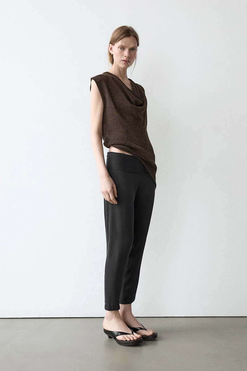 Pantalon legging en soie mélangée