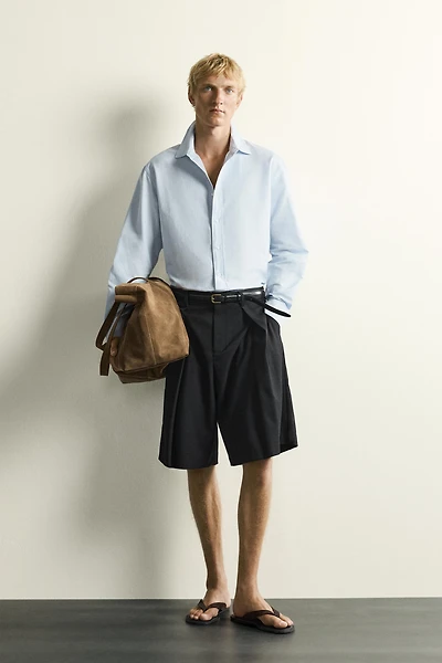 WIDE FIT PLEATED SHORTS