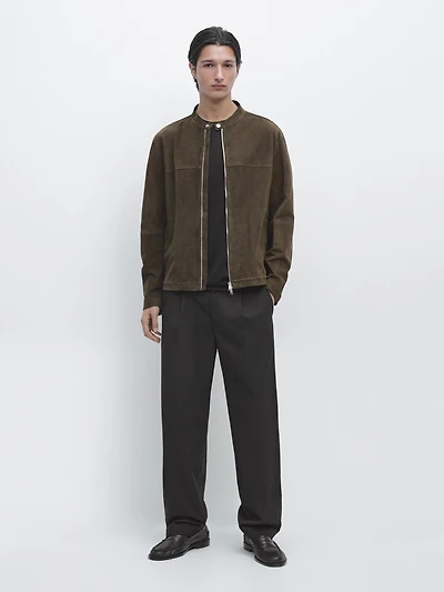 Veste en cuir finition daim