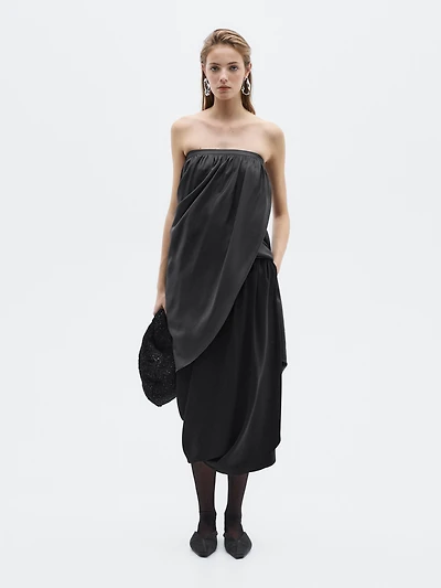 Draped crepe midi skirt - LIMITED