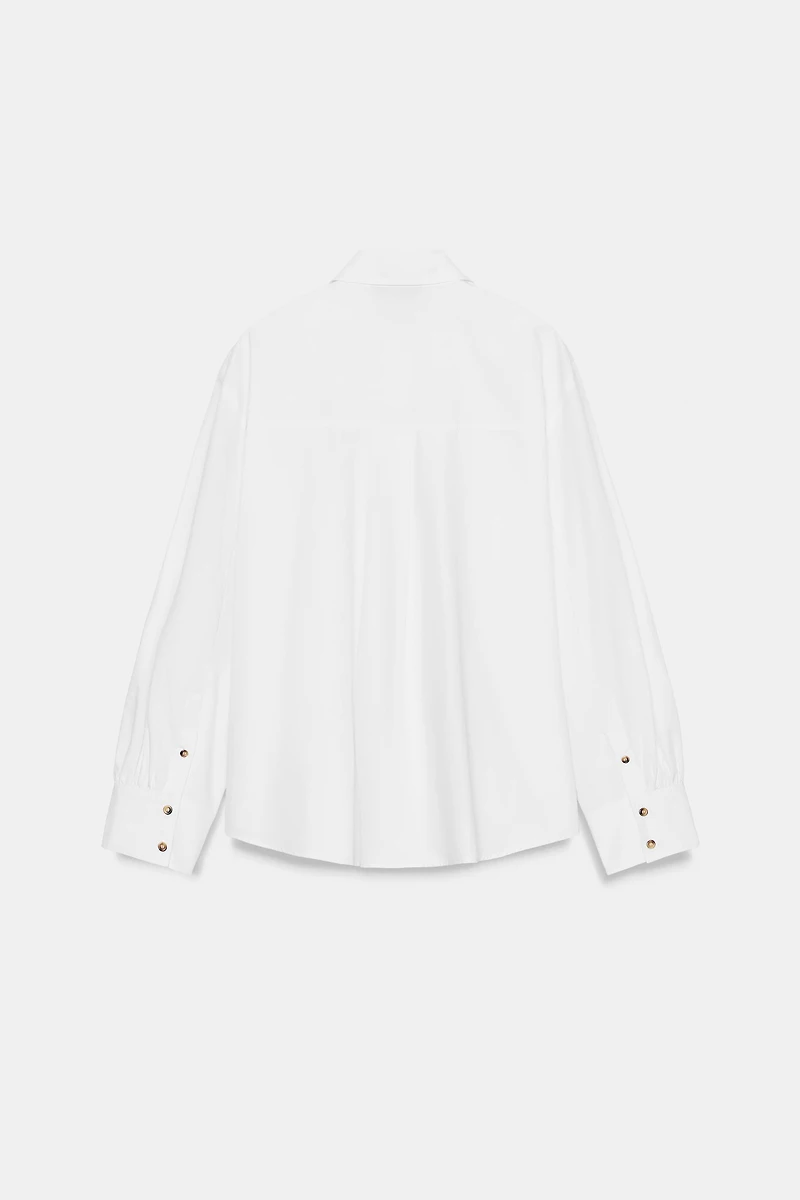 CHEMISE EN POPELINE À BOUTONS CONTRASTE