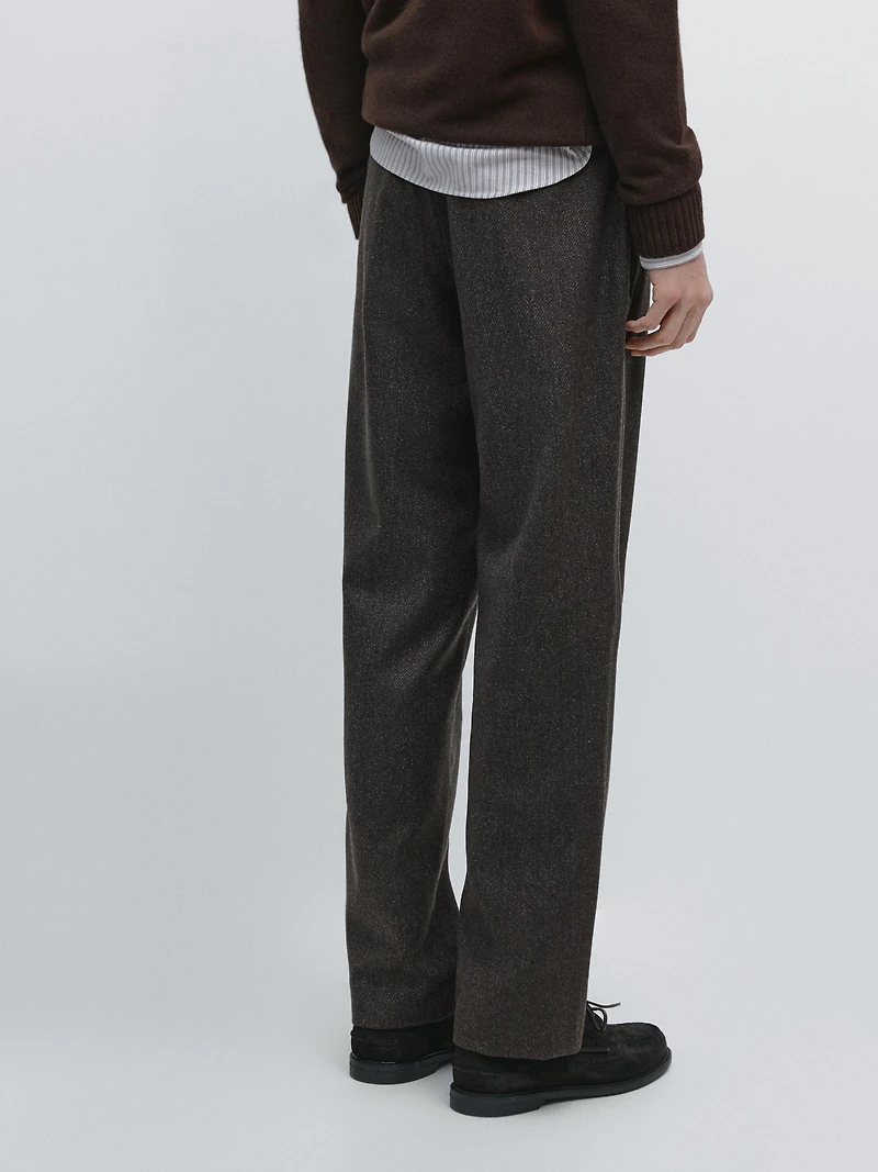 Twill wool blend trousers
