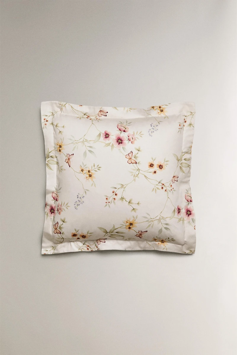 TAIE D’OREILLER SATIN IMPRIMÉ FLEUR