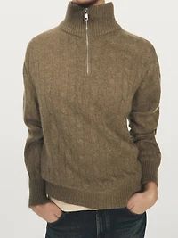 100% cashmere high neck sweater with zip