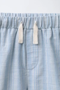STRIPED SHORTS WITH COTTON AND LINEN
