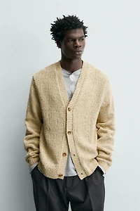 TWISTED YARN TEXTURED CARDIGAN
