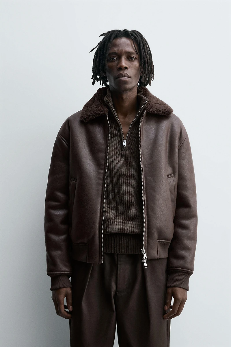 DOUBLE FACED FAUX LEATHER JACKET