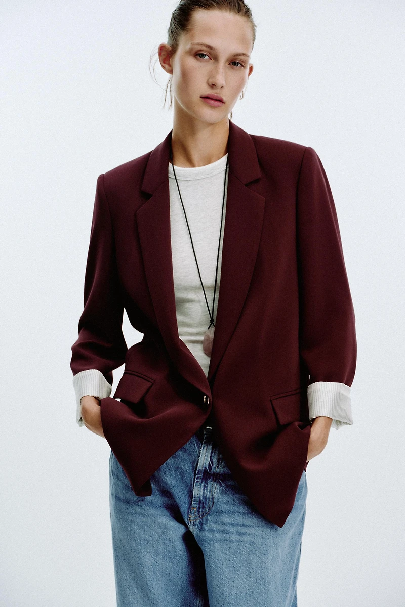 PRINTED CUFF BLAZER
