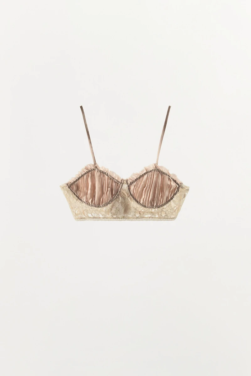 PLEATED LACE BRA
