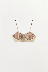 PLEATED LACE BRA