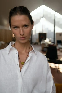 OVERSIZED LINEN BLEND LACE SHIRT