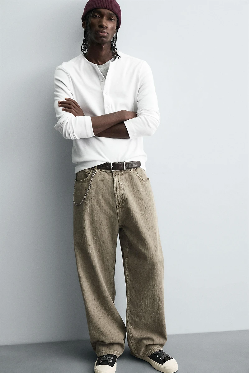 WASHED PRINT BAGGY FIT PANTS